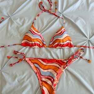 Colorful Striped Bikini Set. Reversible!